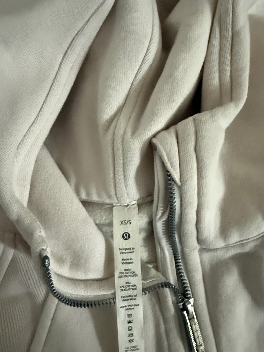 lululemon athletica Cream Zip Hoodie